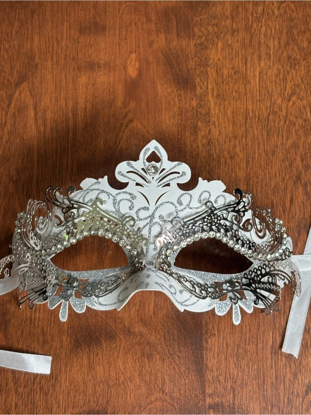 Silver Rhinestone Venetian Masquerade Mask by